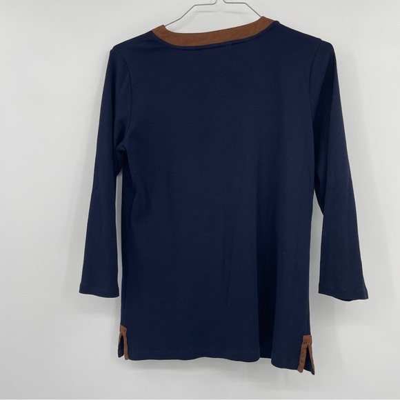 Lauren Ralph Lauren Blue & Orange V-Neck Tunic Top - Size Large - Picture 2 of 6